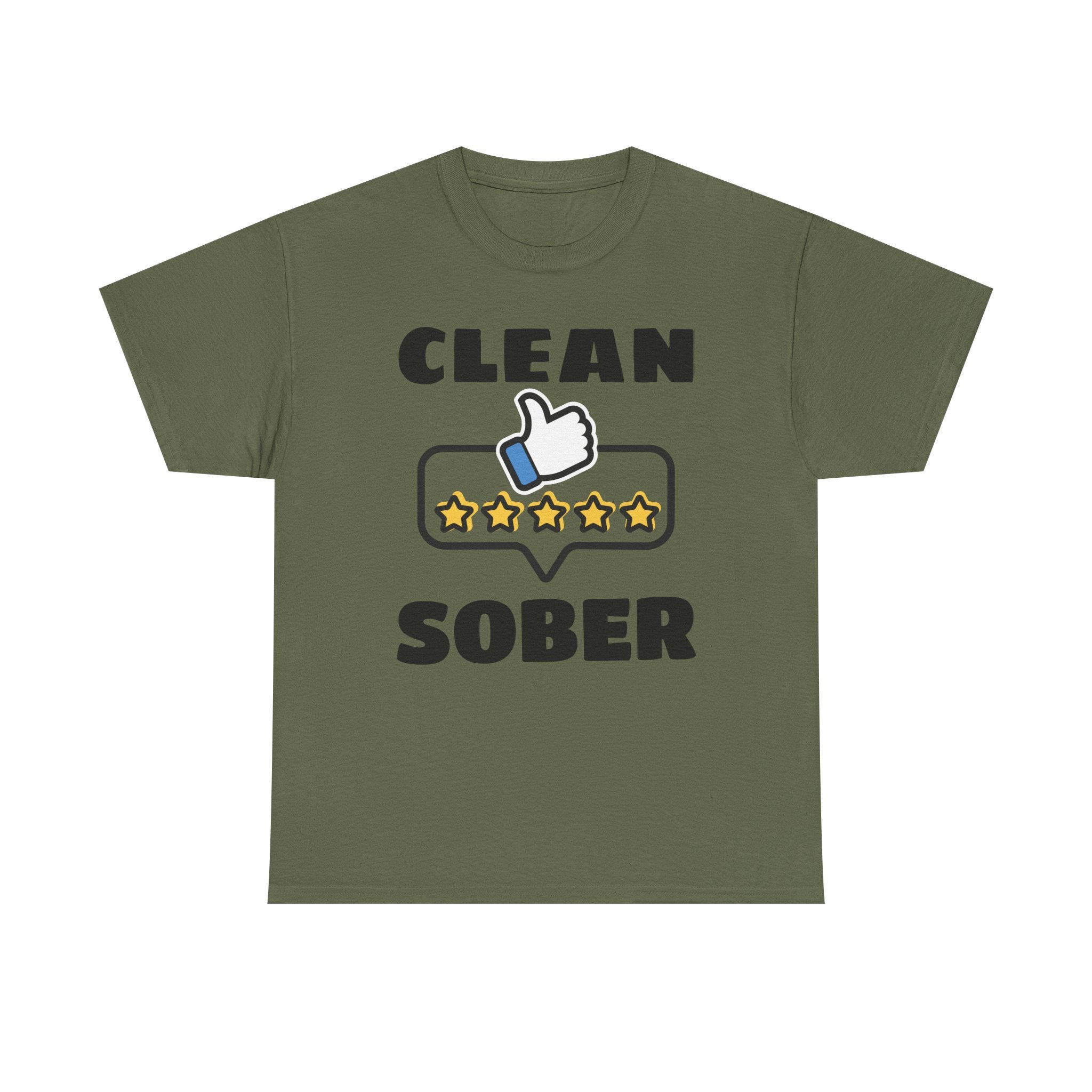 Clean Sober T-Shirt — Recovery Support 5-Star Thumbs Up Tee