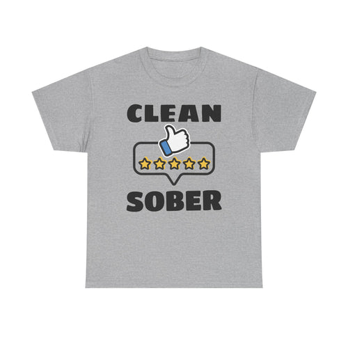 Clean Sober T-Shirt — Recovery Support 5-Star Thumbs Up Tee