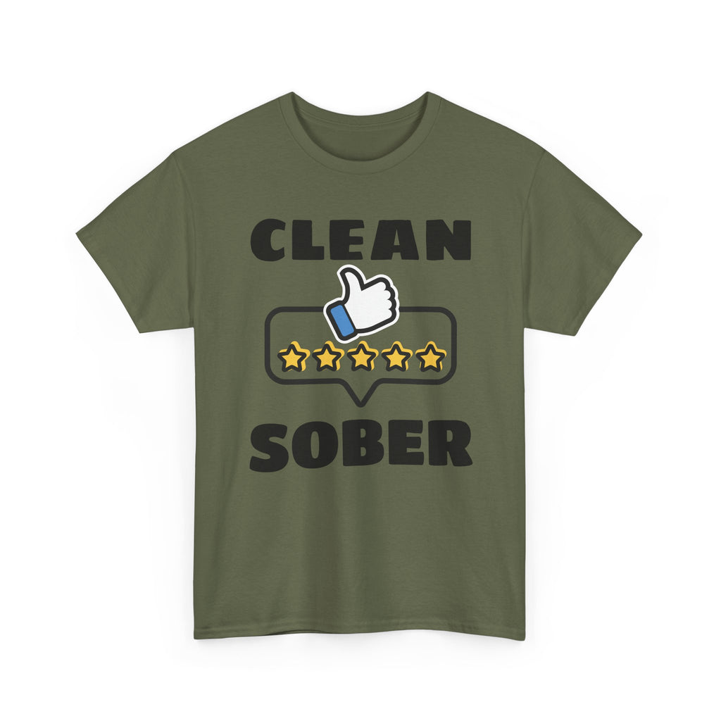 Clean Sober T-Shirt — Recovery Support 5-Star Thumbs Up Tee