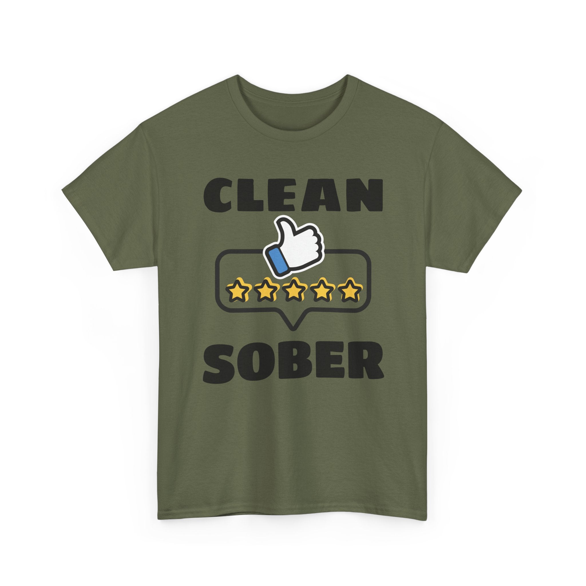 Clean Sober T-Shirt — Recovery Support 5-Star Thumbs Up Tee